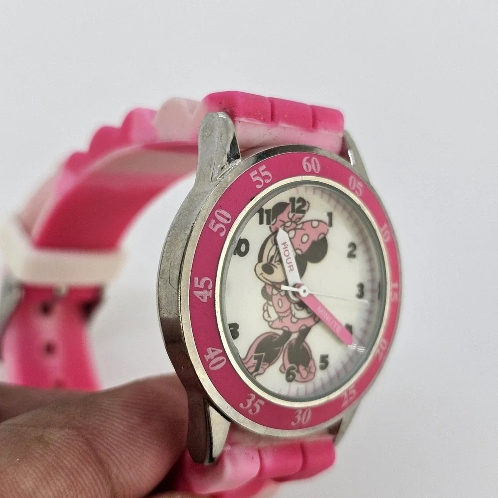 Disney Minnie Mouse Women Watch 32MM‎ Pink Plastic Bands New Battery